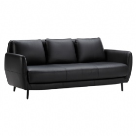 3-seater Leather Sofa Black
