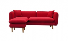 Japanese Combination Sofa Three Seats + Footrest Red