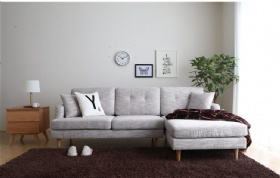 Simple Nordic Corner Three-seat Sofa Living Room with Chaise Corner Fabric Sofa