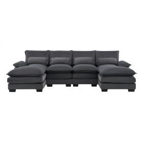 Modern U-shaped Sectional Sofa 6-seat Upholstered Modular Sofa Furniture Sleeper Sofa Couch with Chaise Lounge