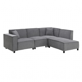 L-shaped Sectional Sofa 5-seat Fabric Sofa Convertible Seat Couch with Chaise Lounge