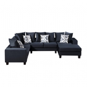 Modern U Shape Sectional Sofa Velvet Corner Couch with Lots of Pillows Included