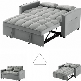 3 in 1 Convertible Sleeper Sofa Bed, Modern Velvet Loveseat Futon Couch w/Pullout Small Love Seat Lounge w/Reclining Backrest, Toss Pillows, Pockets, Furniture for Living Room
