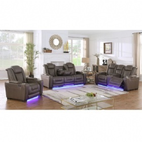 Power Recliner 3 Pieces LED Reclining Sofa Loveseat Chair Motion Sofa Set Living Room Recliner Sofa Electric with USB Console