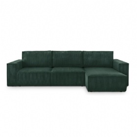 5-Seater Convertible Corner Sleeper Sofa Corduroy Fabric Sofa Bed Reversible with Storage Box