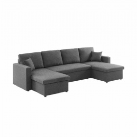 Double Convertible Sofa 4 Seater Upholstered Sleeper Sofa Modular Bed with Storage Box