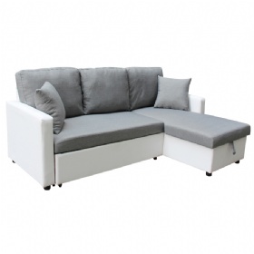 Contemporary Reversible Sofa Bed Sectional Sleeper Sectional Sofa with Storage Chaise in Light Gray Fabric