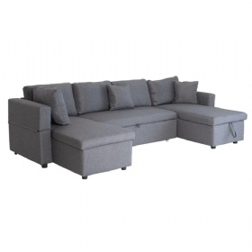 4 Seater Convertible Pull Out Sofa Bed with Chaise Longue and Storage Box