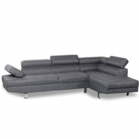 L Shape Faux Leather Sectional Sofa Set, Living Room Sectional Set with Right Facing Irreversible Chaise (Grey)