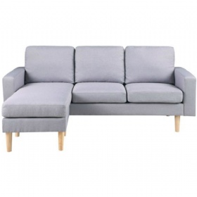 Convertible Sectional Sofa Couch, Modern Linen Fabric L-Shaped 3-Seat Sofa Sectional with Reversible Chaise for Small Space (Light Gray)