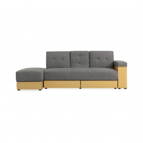 Storage Sofa Bed Fabric Grey Ottoman with Inner Storage