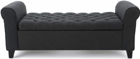 Fabric Armed Flip Top Storage Ottoman Bench