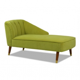 Velvet Chaise Lounge Gold Legs Chair