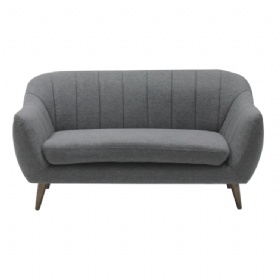 2-Seater Velvet Sofa in Fabric Shades of Gray Scandinavian Retro Style