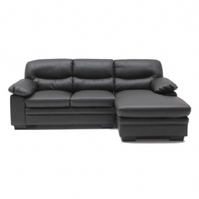 L Shape Sectional Sofa Set, Ottoman Naatural Black Leather Couch