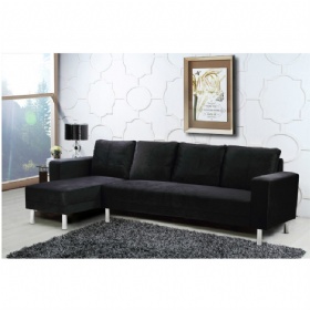 Reversible Fabric Corner Sofa 5 Seater Black Corner Sectional Couch