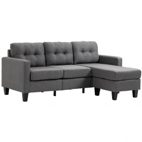 Reversible 3 Seater Corner Sofa Living Room Furniture Convertible L Shape Sectional Sofa Set with Ottoman